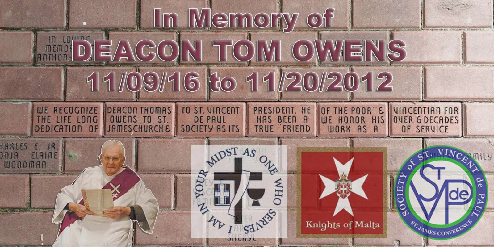 Deacon Thomas F. Owens Memorial Bricks at the St. James Parish Center